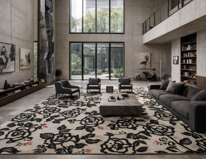 rug ideas for double height rooms